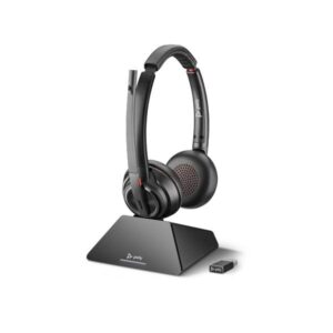 Poly savi 8220 s8220 cuffie con microfono wireless uc con base di ricarica nero