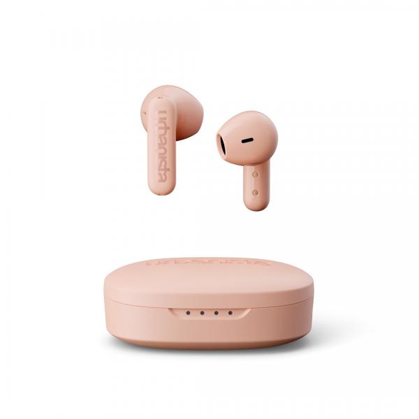 Urbanista copenhagen auricolari wireless ipx4 bluetooth 5.2 con controlli touch microfono con cancellazione del rumore 32h riproduzione custodia di ricarica usb-c rosa polveroso