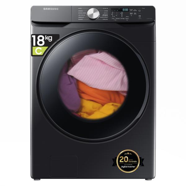 Samsung wf18t8000gv lavatrice carica frontale ecobubble serie 8000 classe energetica c capacita` 18 kg centrifuga 1100 giri motore digital inverter ecolavaggio vapore igienizzante wi-fi smartthings