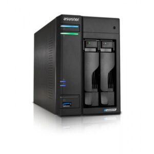 Asustor lockerstor 2 gen 2 nas chassis desktop celeron n5105 2ghz ram 4gb-2 bay hdd/ssd 2.5/3.5/m.2 colore nero