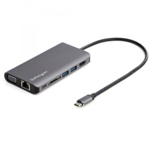Startech.com adattatore multiporta usb-c hdmi-vga pd sd ethernet audio e microfono cavo integrato da 30cm mini dock usb-c