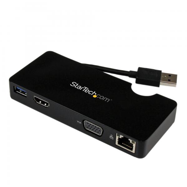 Startech mini docking station universale per laptop usb 3.0 con uscita hdmi-vga e gigabit ethernet usb 3.0