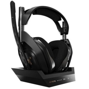 Logitech astro a50 cuffia gaming wireless e base di ricarica dolby audio controllo equilibrio gioco nero oro