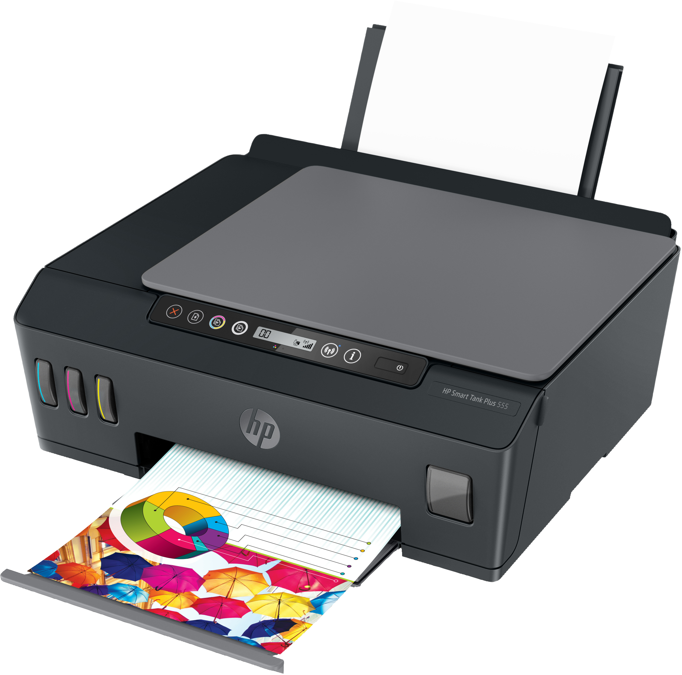 Hp smart tank plus 555 aio (1tj12a) stampante multifunzione a4 con serbatoio di inchiostro ad alto volume di stampa, scansione, copia, wireless, hp smart, nero