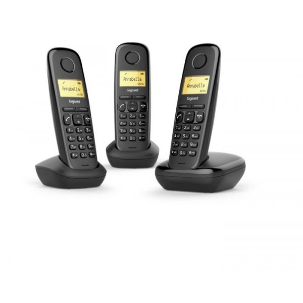 Gigaset a170 trio tris cordless dect display 1,5`` rubrica nero