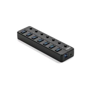 Adj 143-00024 hub usb 3.1 7 porte seven fast charging compatibile 1.0 2.0 nero