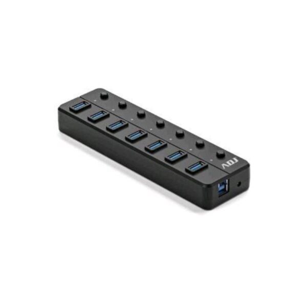 Adj 143-00024 hub usb 3.1 7 porte seven fast charging compatibile 1.0 2.0 nero
