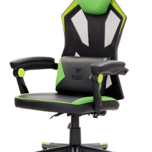 Itek 4creators cf50 sedia gaming ergonomica verde, schienale reclinabile e poggiatesta regolabili, supporto lombare, comfort e design, ideale come sedia ufficio, sedia per studio e poltrona per gamer