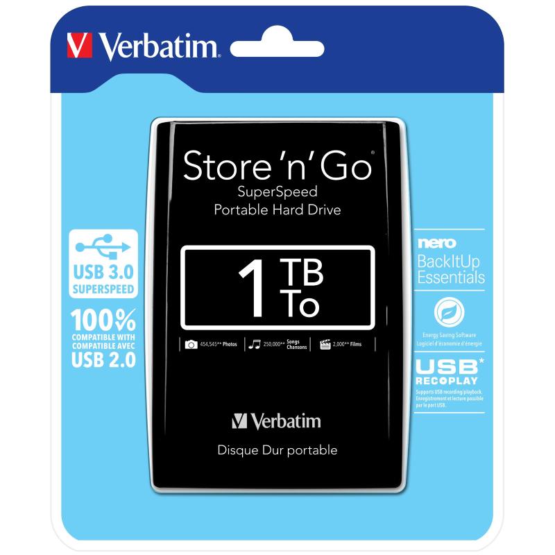 Verbatim hard disk esterno usb 3.0 1tb 2.5 slim 1000gb