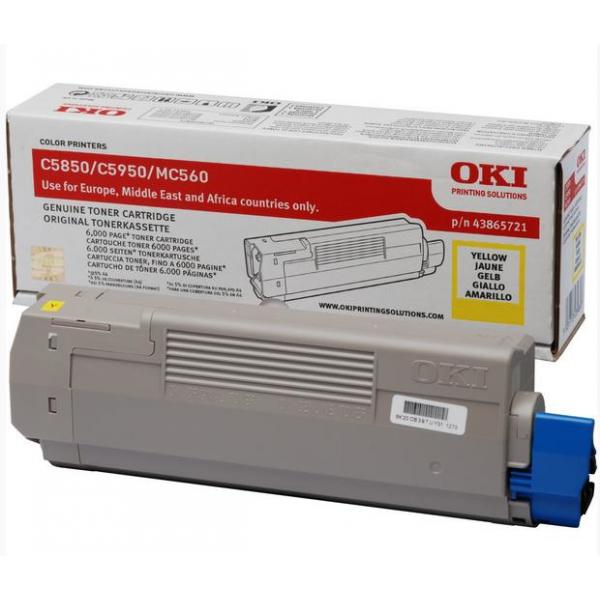 Oki 43865721 toner giallo 6.000 pagine c5850/5950 mc560
