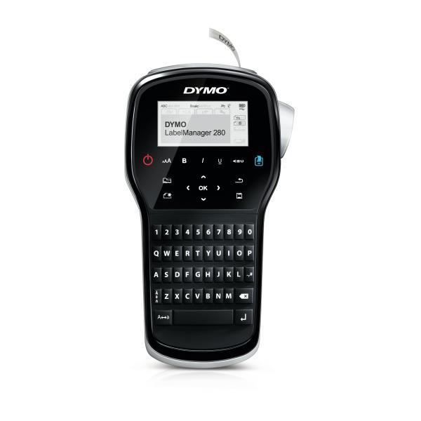 Dymo labelmanager 280 kit etichettatrice portatile ricaricabile tastiera qwerty con custodia e 2 nastri per etichette