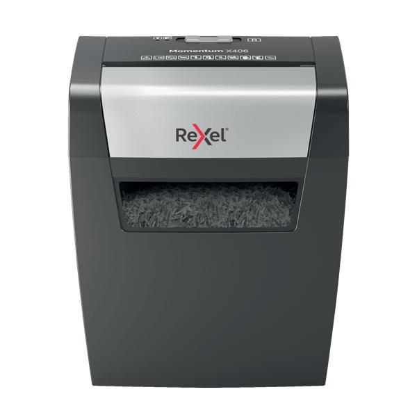 Rexel momentum x406 distruggidocumenti a frammento cestino 15lt capacita` 6 fogli col. grigio