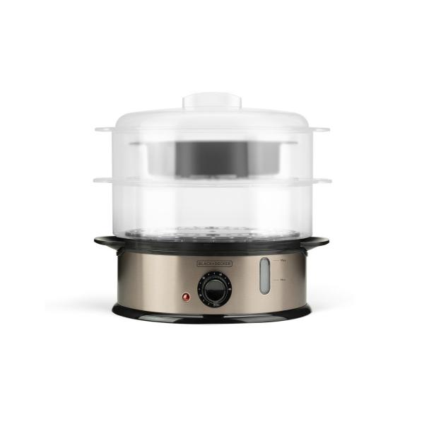 Black & decker bxst800e vaporiera elettrica 800w capacita` 6,5lt 2 vassoi impilabili senza bpa con timer e accessori
