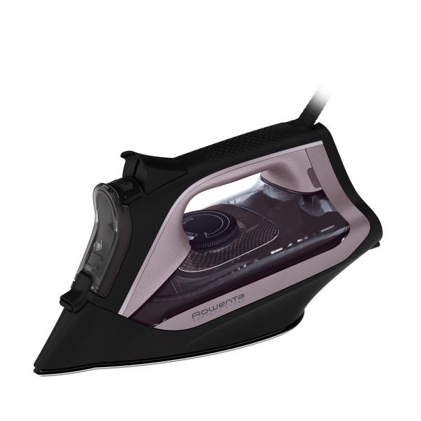 Rowenta dw4345 express steam ferro da stiro a vapore piastra in acciaio inox con tecnologia microsteam sistema anticalcare integrato colpo vapore 200 g/min potenza 2600 watt nero e rosa