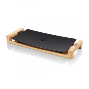 Princess 103026 table chef bistecchiera elettrica da tavolo 2200w piastra in alluminio antiaderente 50x25 cm finitura in bambu` termostato regolabile nero