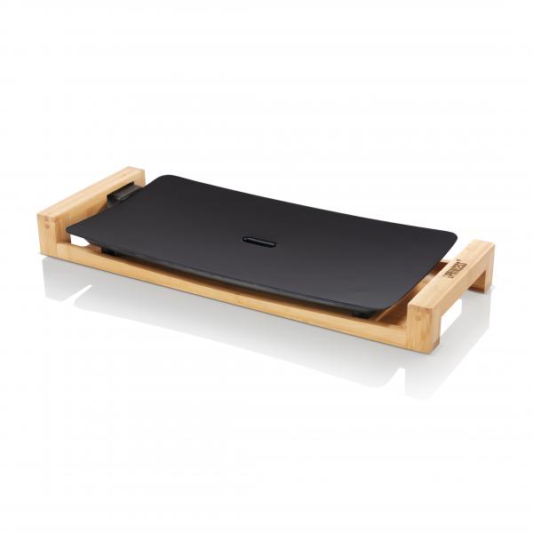 Princess 103026 table chef bistecchiera elettrica da tavolo 2200w piastra in alluminio antiaderente 50x25 cm finitura in bambu` termostato regolabile nero