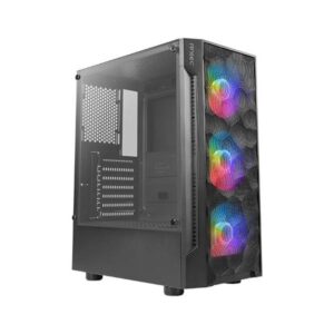 Antec nx260 case midi tower atx micro-atx itx pannello laterale in vetro temperato 3 ventoloe argb da 120mm 1xusb3.0 2xusb2.0 hd-audio colore grey