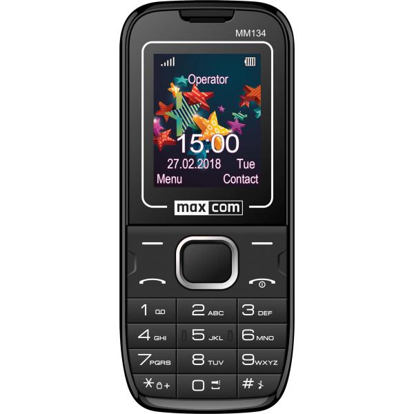 Cellulare maxcom mm134 1.77 four-band mobile gsm 850/900/1800/1900 mhz dual sim fotocamera radio fm sveglia torcia black