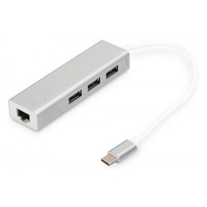 Digitus hub connettore tipo c con 3 porte usb 3.0 + porta rete gigabit