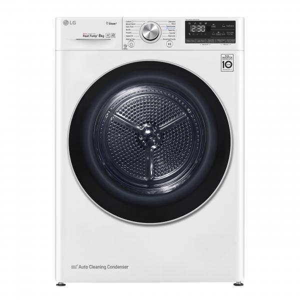 Lg rc80v9av3w asciugatrice a pompa di calore classe energetica a+++-10% capacita` di carico 8 kg eco hybrid motore dual inverter heat pump wi-fi smartthinq