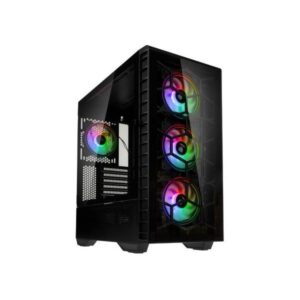 Kolink observatory y argb case midi tower atx eatx micro atx mini-itx pannello frontale e laterale in vetro temperato 2xusb-a 3.2 1xusb-a 2-0 audio i/o 4xventole pwm argb 120mm black