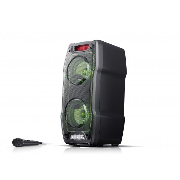 Sharp altoparlante bluetooth 5.0 180 w canali 2.0 1 x jack 3.5 mm led super bass mp3 wav flac nero
