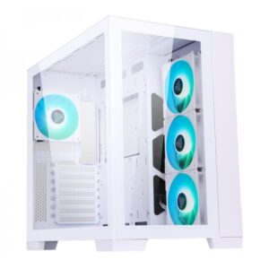 Itek dark cave case gaming tower atx 4x12cm argb fan 2xusb 3.0 type-c side e front panel temp glass white edition