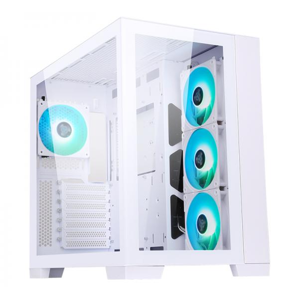Itek dark cave case gaming tower atx 4x12cm argb fan 2xusb 3.0 type-c side e front panel temp glass white edition