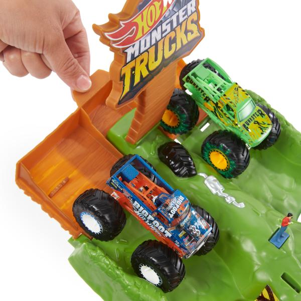 Mattel playset pista hot wheels monster trucks torneo dei titani