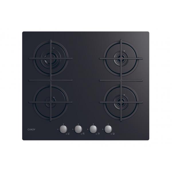 Candy cvg6b new timeless gog piano cottura a gas su vetro 4 zone manopole timeless griglie in ghisa 60 cm 4 livelli di potenza nero
