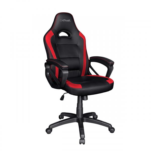 Trust gxt701r ryon sedia gaming ergonomica bracciolo imbottiti sedile ribaltabile e bloccabile rotazione completa di 360 black red