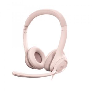 Logitech h390 cuffia con cavo e microfono per pc/portatile auricolari stereo microfono con cancellazione del rumore usb-a rosa