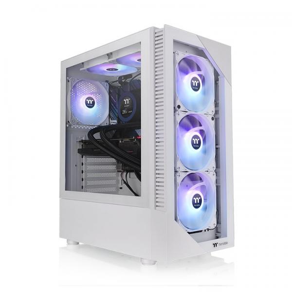 Thermaltake view 200 tg argb case mid tower mini-itx micro-atx atx pannello frontale e laterale in vetro temperato2xusb-a 3.0 3xventole 120mm argb snow/white