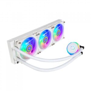 Cooler master masterliquid pl360 flux argb dissipatore a liquido aio per cpu lga 2066>1700 amd am5>fm1 3 ventole 120 mm radiatore 360 mm controller rgb indirizzabile gen2 bianco