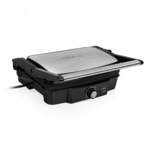 Tristar gr-2852 griglia elettrica a contatto 1500w piastra antiaderente 27.8x17 cm con termostato acciaio nero