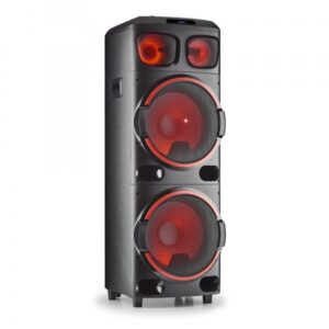Ngs wild dub 3 altoparlante portatile rgb da 1200w compatibile con tecnologia bluetooth e true wireless stereo doppia subwoofer 15 + doppia tweeter 6 micro sd/usb/aux in colore nero