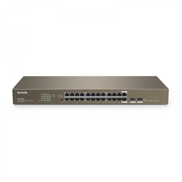 Tenda teg1024f switch 24 porte gigabit 10-100-1000 rj45 +2 sfp slots unamanaged rack