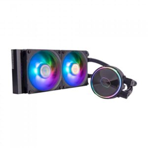 Cooler master masterliquid pl240 flux - sistema di raffreddamento a liquido aio per cpu, 2 ventole 120 mm, radiatore 240 mm, controller rgb indirizzabile gen2 - supporta amd e intel