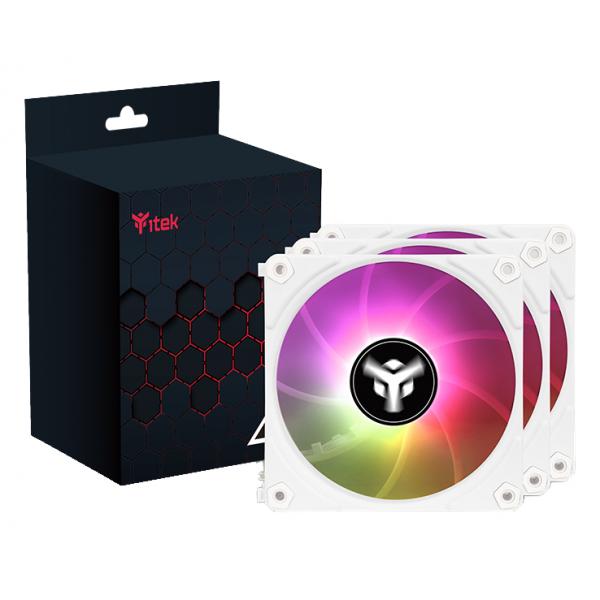 Itek uw12 kit 3x ventola per case bianco 12cm argb sync 5v 3 pin 4 pin pwm senza fili