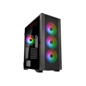 Kolink stronghold prism argb case middle tower atx eatx micro atx mini-itx pannello laterale in vetro temperato 2xusb 2.0 1xusb 3.1 4xventole argb installate grey