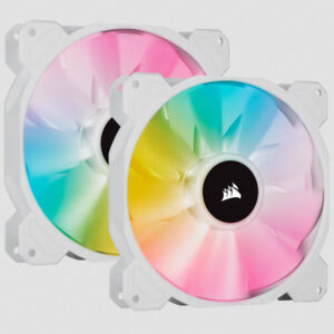 Corsair sp140 kit 2 ventole rgb elite pwm 140mm con icue lighting node core otto led rgb programmabili colore bianco