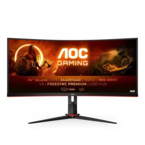 Aoc cu34g2/bk monitor curvo 34 100hz va uwqhd 1ms freesync usb3.0 hdmi/dp