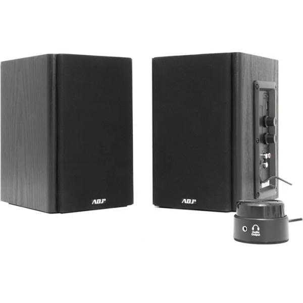 Adj pro-sound edu set di altoparlanti 2.0 in legno 30w rms controllo volume laterale ingresso audio jack da 3,5mm colore nero