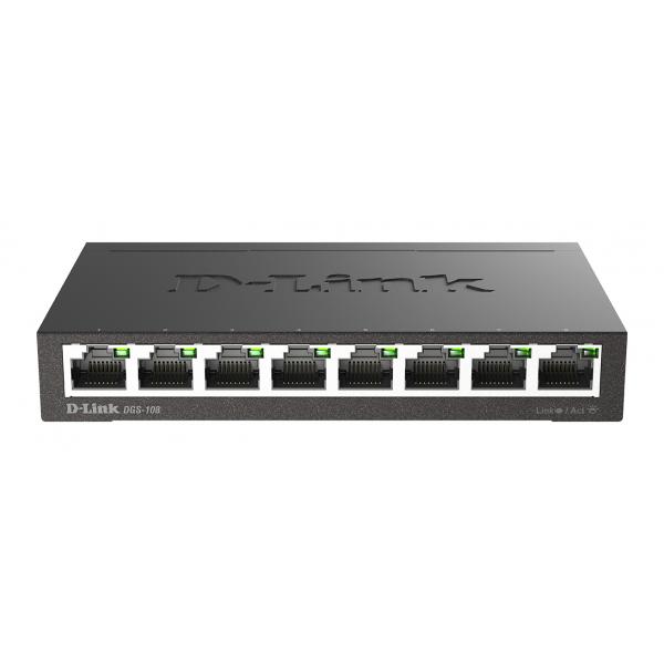 D-link 8-port 10-100-1000 gigabit metal housing desktop switch