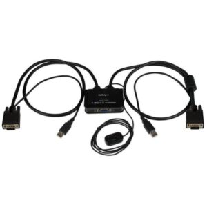 Startech switch commutatore kvm usb vga a 2 porte - alimentato via usb con pulsante di commutazione a distanza