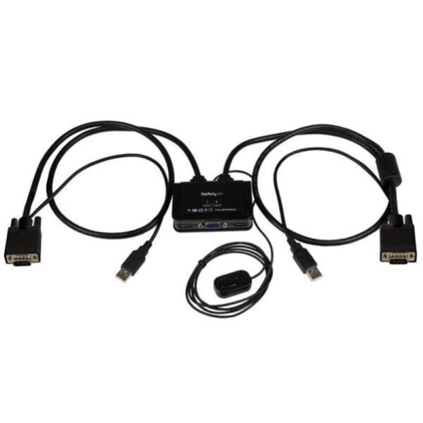 Startech switch commutatore kvm usb vga a 2 porte - alimentato via usb con pulsante di commutazione a distanza