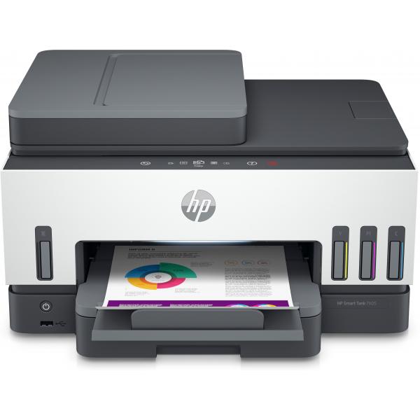 Hp smart tank 7605 (28c02a), stampante multifunzione a4 con serbatoio di inchiostro ad alto volume di stampa, stampa fronte-retro automatica, scansione, copia, fax, adf, wi-fi, hp smart, grigia