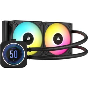 Corsair icue h100i elite dissipatore a liquido display lcd ips per cpu intel 1700/amd/am5 due ventole af120 rgb elite nero