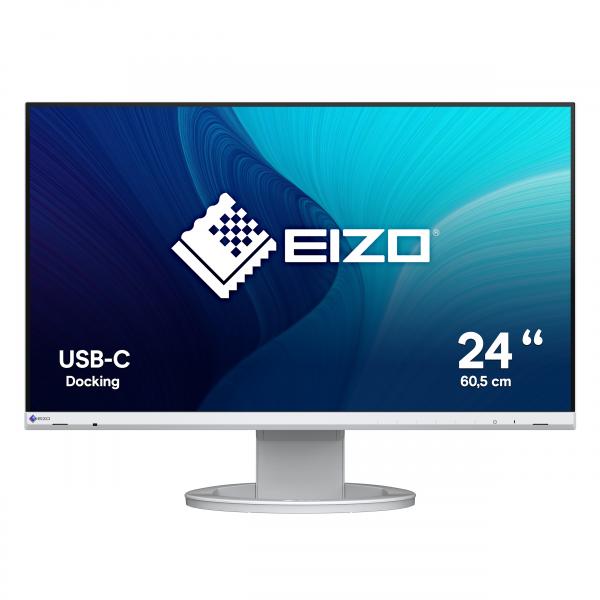Eizo flexscan ev2480-wt 23.8 led ips full hd 16:9 60hz 5ms contrasto 1.000:1 hub usb displayport hdmi usb-c pivot altoparlanti incorporati bianco