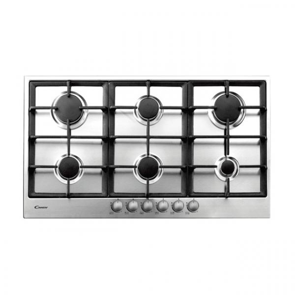 Candy pg960-1sxgh piano cottura a gas 6 zone griglie in ghisa 90 cm acciaio inox